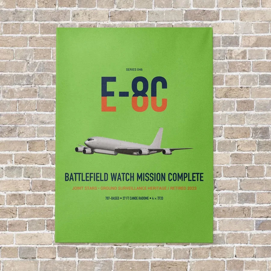 E-8C Joint STARS vertical canvas print - no frame - light green background