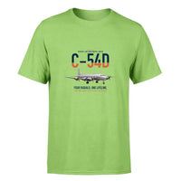 Thumbnail for C-54D Skymaster design on light green double-side t-shirt, single-side print
