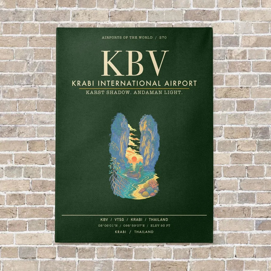 Krabi International Airport KBV - Canvas Framed - Dark Green