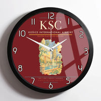 Thumbnail for Košice International Airport (KSC) design on dark red framed wall clock