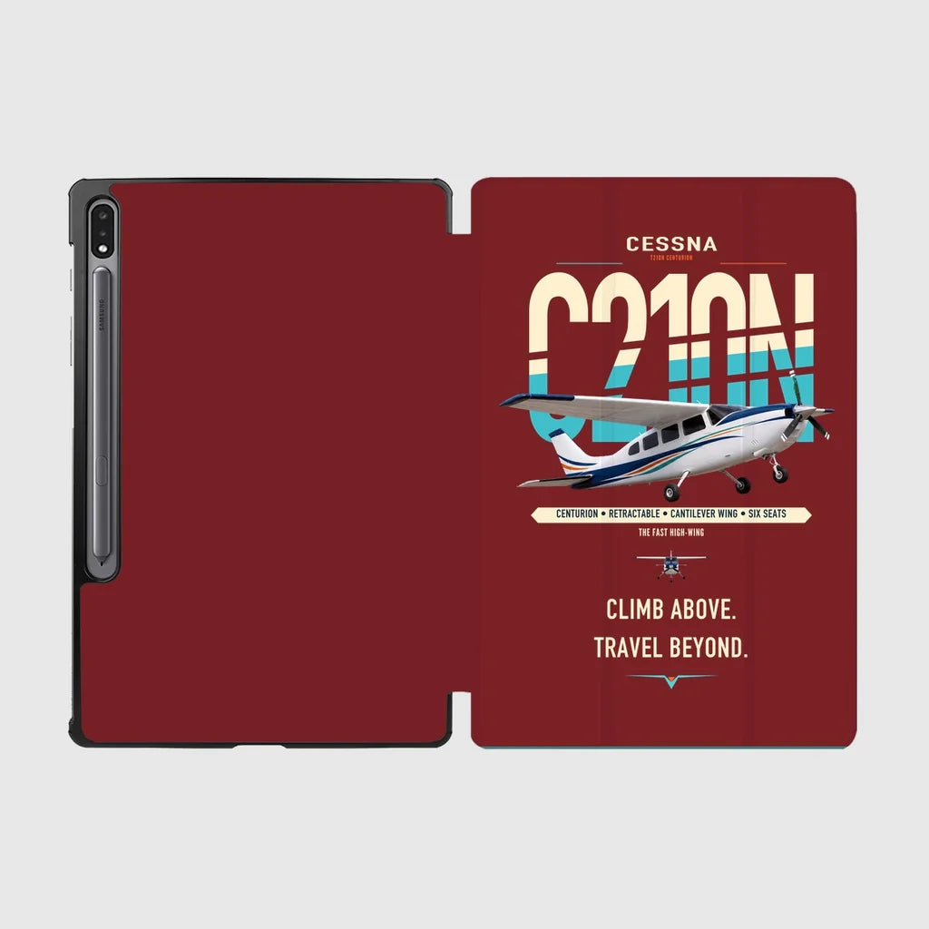 Cessna T210N Centurion design on dark red samsung tablet tablet case