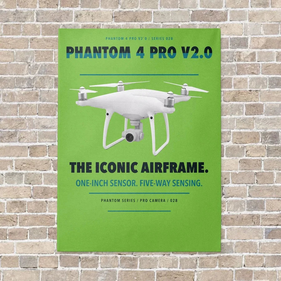 DJI Phantom 4 Pro V2.0 vertical canvas print - no frame - light green background