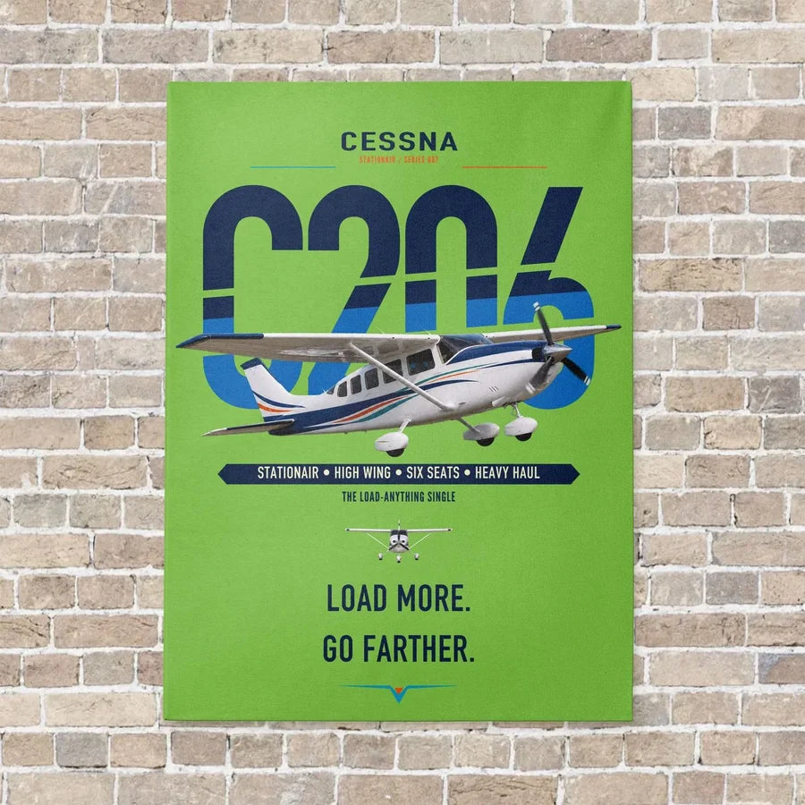 Cessna 206 Stationair vertical canvas print - no frame - light green background