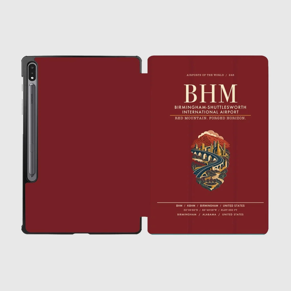 Birmingham-Shuttlesworth International Airport (BHM) design on dark red samsung tablet tablet case