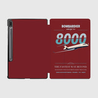 Thumbnail for Bombardier Global 8000 design on dark red samsung tablet tablet case