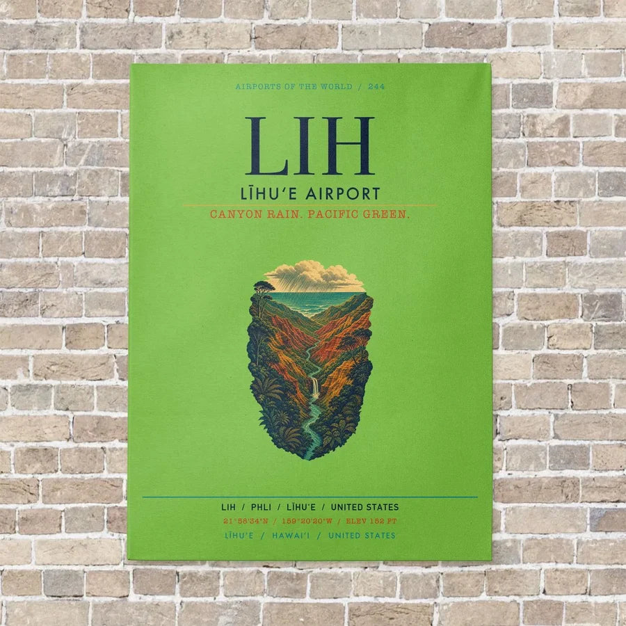 Līhuʻe Airport LIH vertical canvas print - no frame - light green background