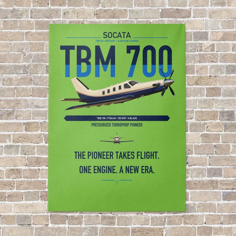 Socata TBM 700 vertical canvas print - no frame - light green background