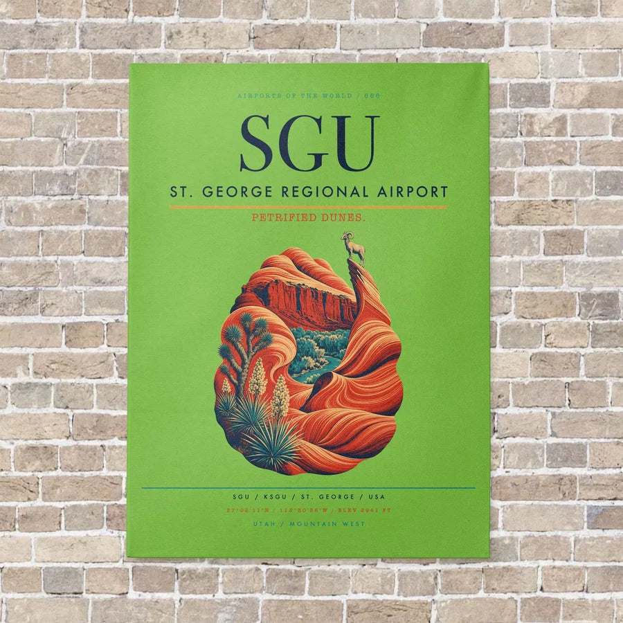 St. George Regional Airport SGU vertical canvas print - no frame - light green background