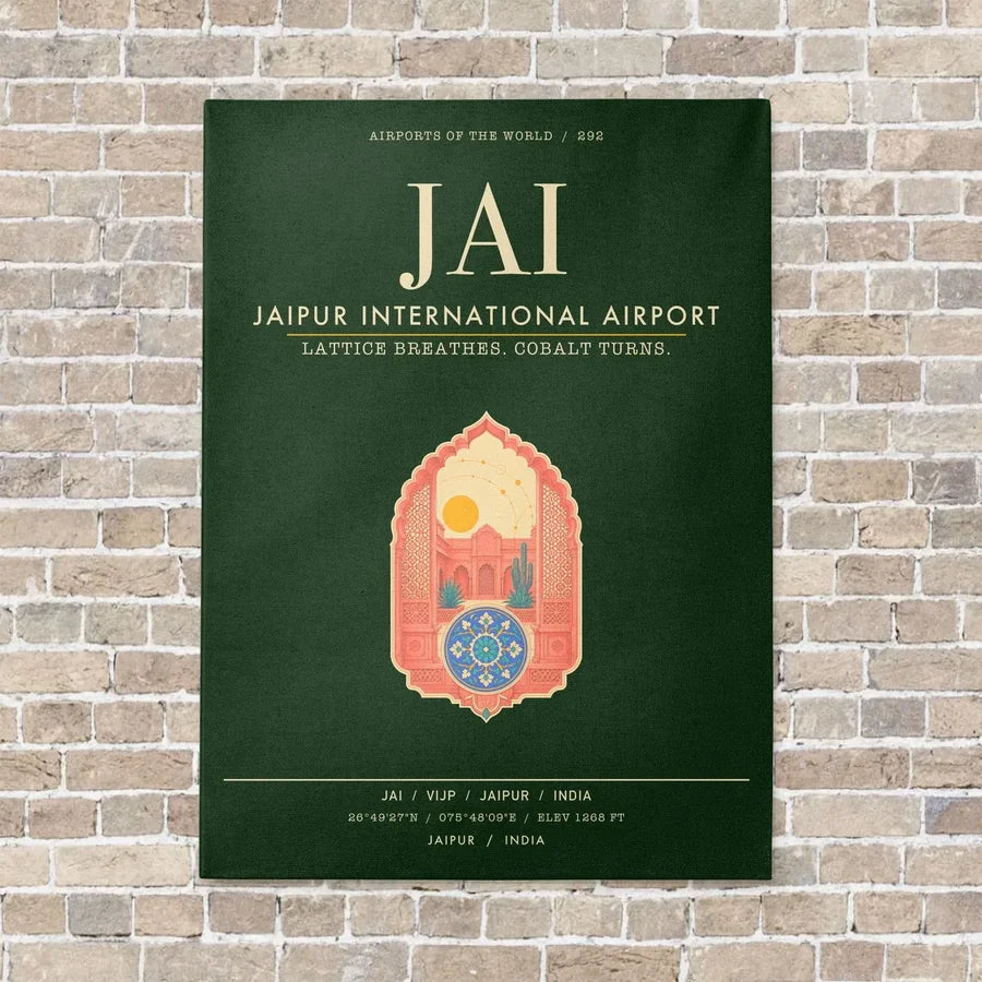Jaipur International Airport JAI - Canvas Framed - Dark Green
