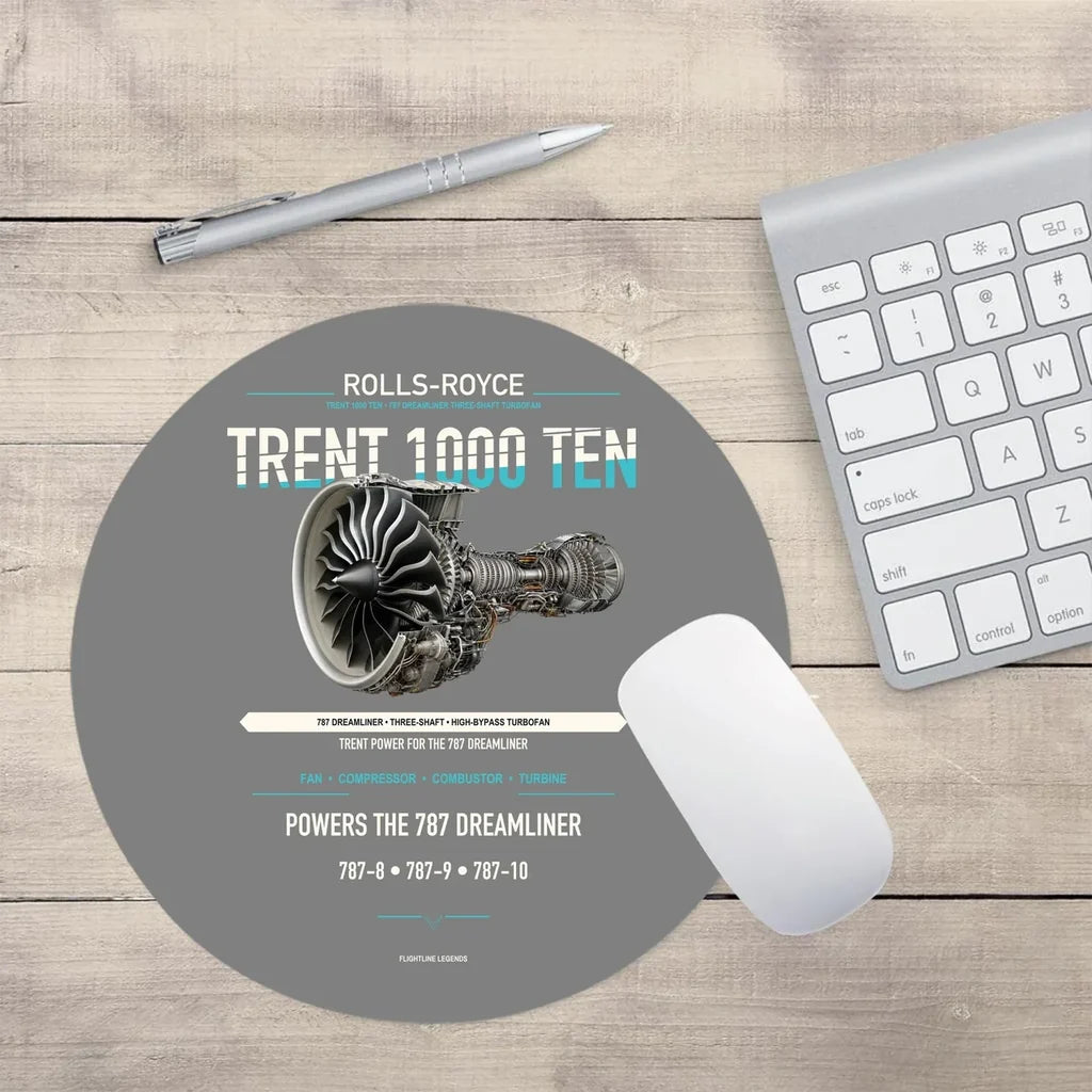 TRENT 1000 TEN design on gray round mouse pad