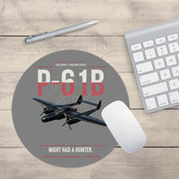 Thumbnail for P-61B Black Widow design on gray round mouse pad