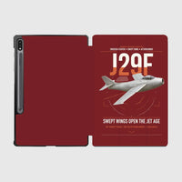 Thumbnail for Saab J 29F Tunnan design on dark red samsung tablet tablet case