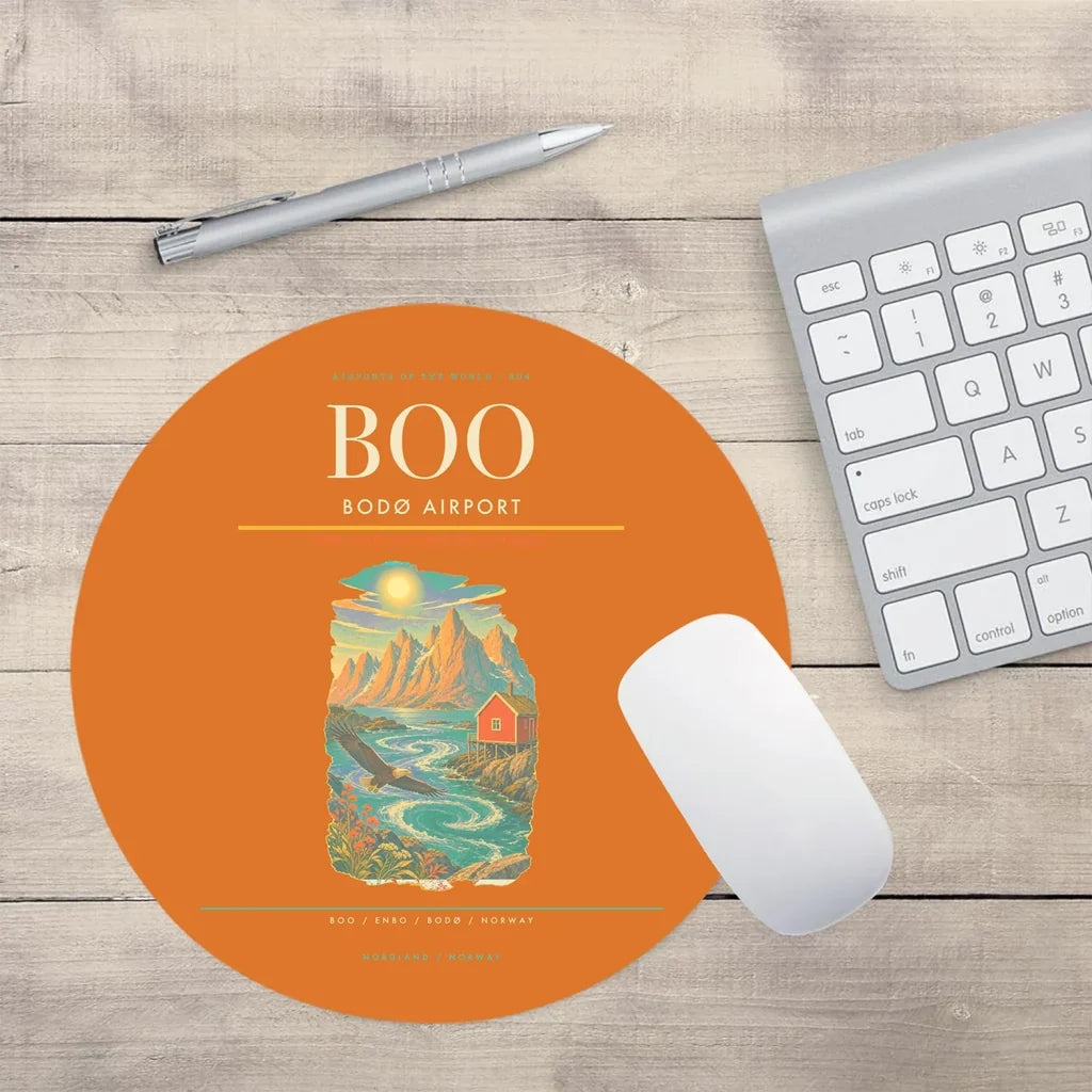 Bod Airport BOO Mouse-Pad Round - Orange