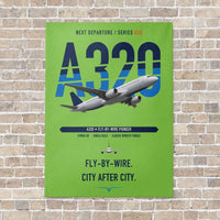 Thumbnail for Airbus A320 vertical canvas print - no frame - light green background