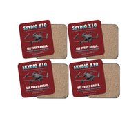 Thumbnail for Skydio X10 design on dark red 4 pieces set coaster