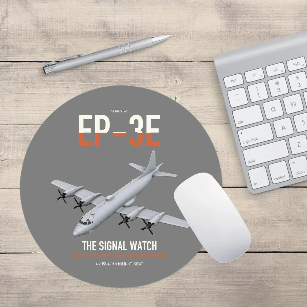 EP-3E ARIES II design on gray round mouse pad