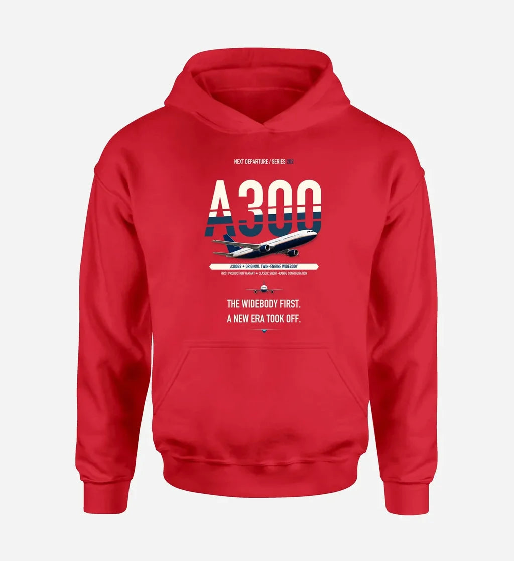 Airbus A300B2 design on red hoodie single side