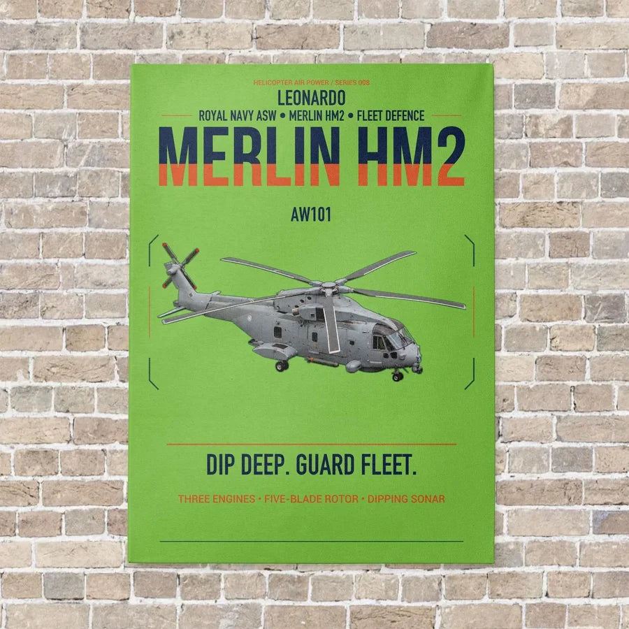 Leonardo AW101 Merlin HM2 vertical canvas print - no frame - light green background