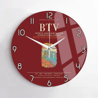 Thumbnail for Patrick Leahy Burlington International Airport BTV Wall-Clock No-Frame - Dark Red