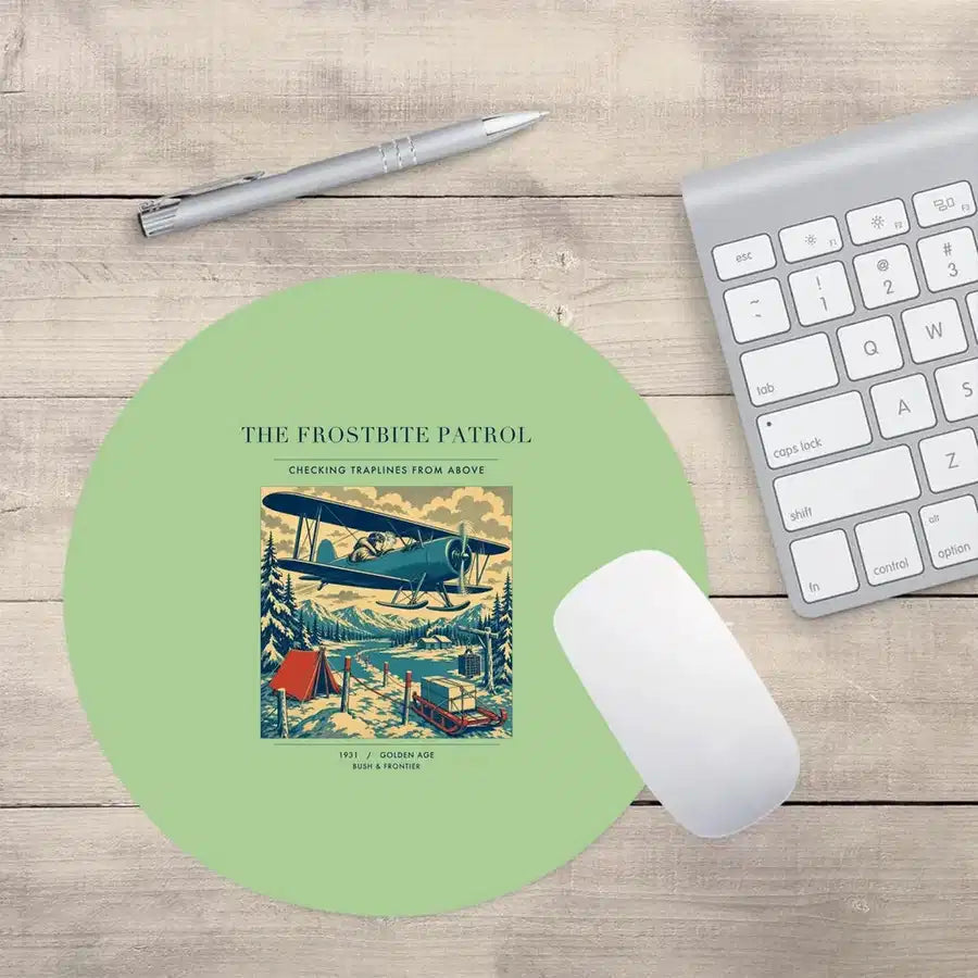 VINTAGE G4290 - The Frostbite Patrol - Designed Mouse Pads design on lightgreen round