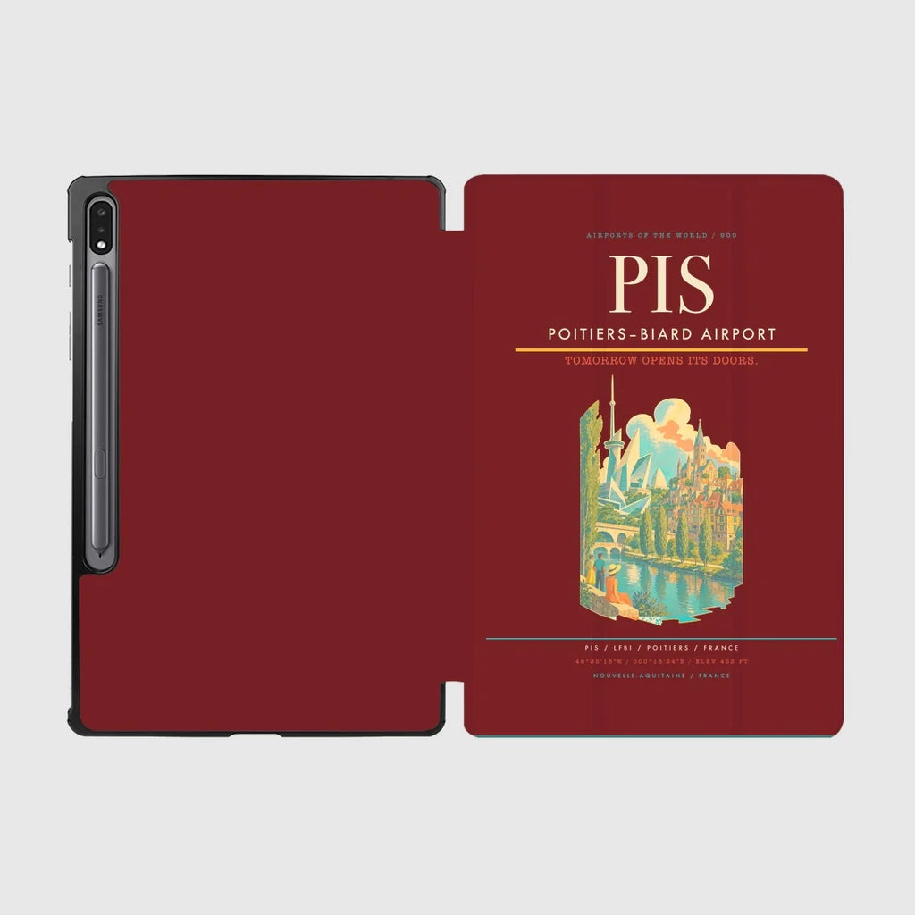 Poitiers–Biard Airport (PIS) design on dark red samsung tablet tablet case