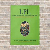 Thumbnail for Liverpool John Lennon Airport LPL vertical canvas print - no frame - light green background