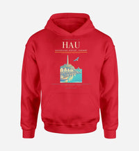 Thumbnail for Haugesund Airport, Karmøy (HAU) design on red hoodie single-side print