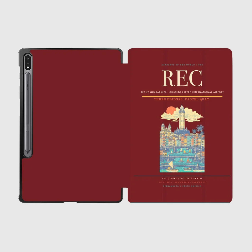 Recife Guararapes (REC) design on dark red samsung tablet tablet case