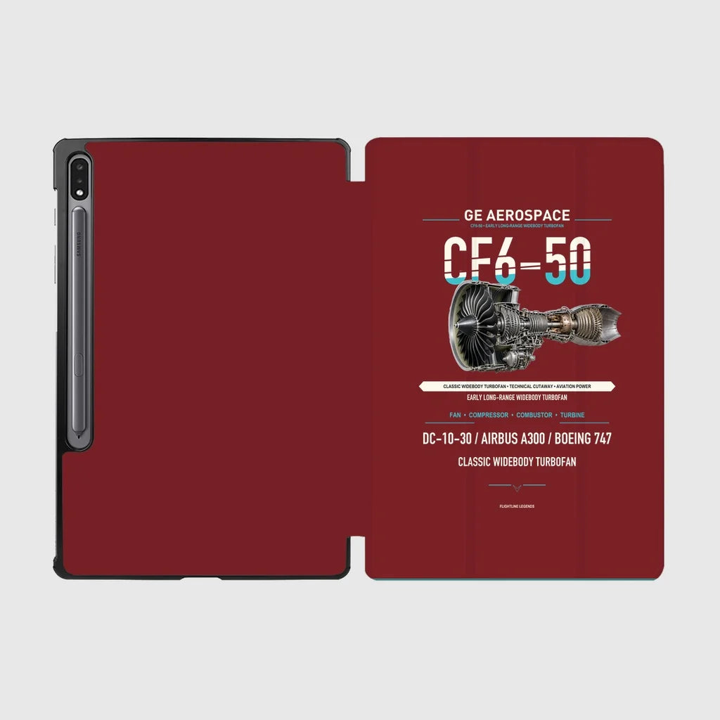 CF6-50 design on dark red samsung tablet tablet case