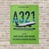 Thumbnail for Airbus A321P2F vertical canvas print - no frame - light green background