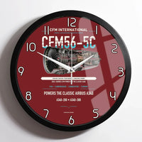 Thumbnail for CFM56-5C design on dark red framed wall clock