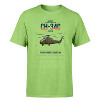 Thumbnail for Sikorsky CH-34C Choctaw design on light green t-shirt, single-side print