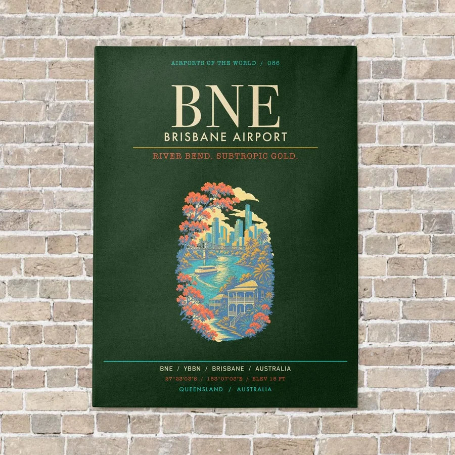 Brisbane Airport BNE - Canvas Framed - Dark Green