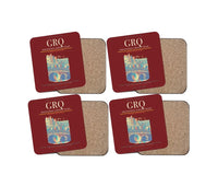 Thumbnail for Groningen Airport Eelde (GRQ) design on dark red 4 pieces set coaster