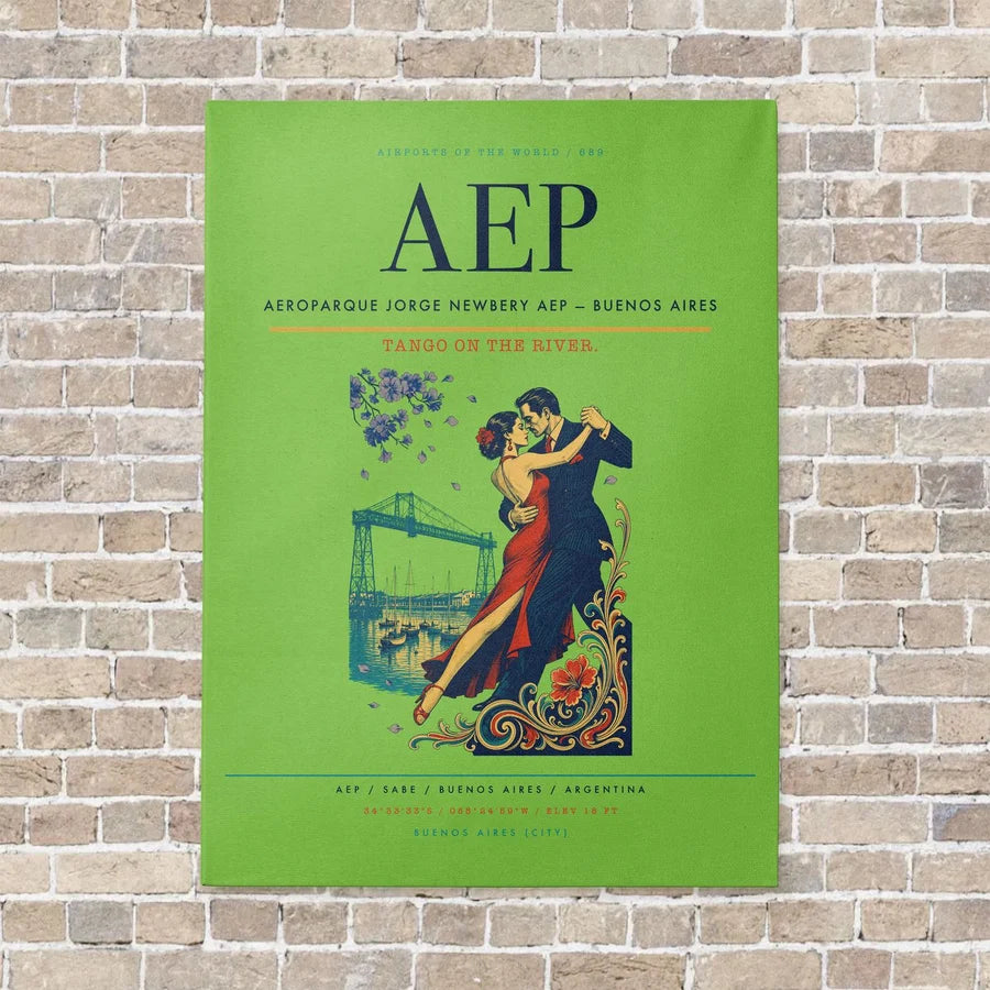Aeroparque Jorge Newbery AEP — Buenos Aires vertical canvas print - no frame - light green background