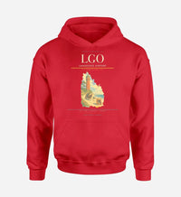 Thumbnail for Langeoog Airport (LGO) design on red hoodie single-side print