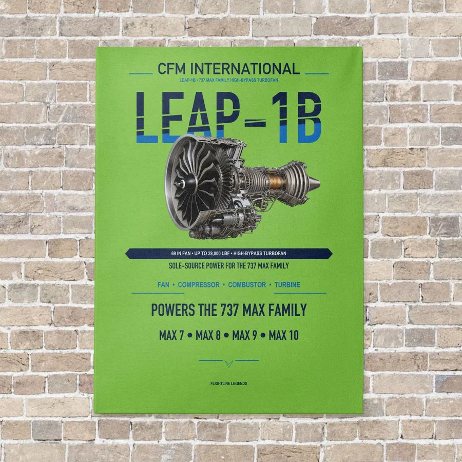 CFM LEAP-1B vertical canvas print - no frame - light green background