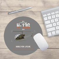 Thumbnail for Bell H-13G Sioux design on gray round mouse pad