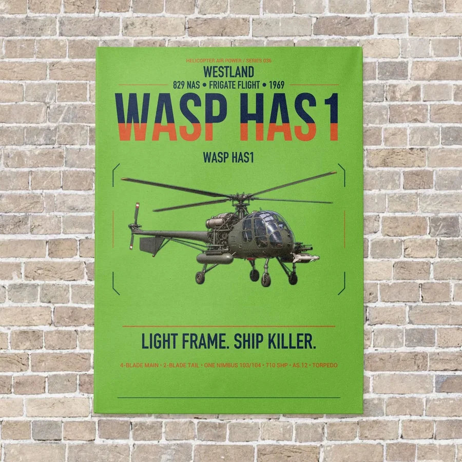Westland Wasp HAS1 vertical canvas print - no frame - light green background