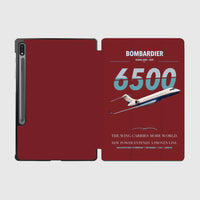 Thumbnail for Bombardier Global 6500 design on dark red samsung tablet tablet case
