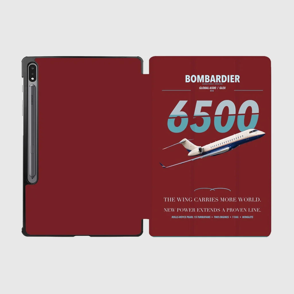 Bombardier Global 6500 design on dark red samsung tablet tablet case