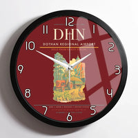 Thumbnail for Dothan Regional Airport (DHN) design on dark red framed wall clock