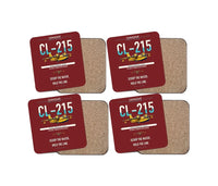 Thumbnail for Canadair CL-215 design on dark red 4 pieces set coaster