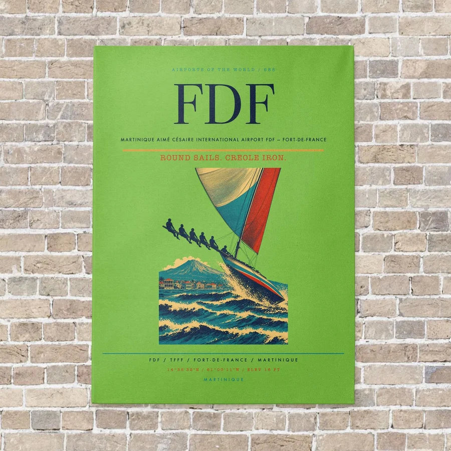 Martinique Aimé Césaire International Airport FDF — Fort-de-France vertical canvas print - no frame - light green background