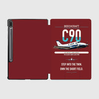 Thumbnail for Beechcraft King Air C90 design on dark red samsung tablet tablet case