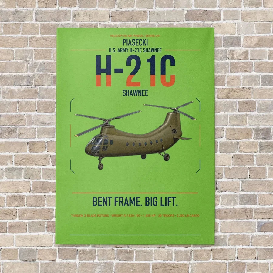 Piasecki H-21C Shawnee vertical canvas print - no frame - light green background