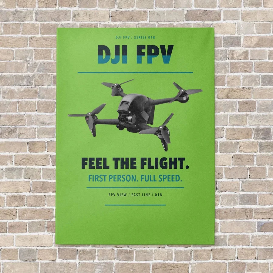 DJI FPV vertical canvas print - no frame - light green background
