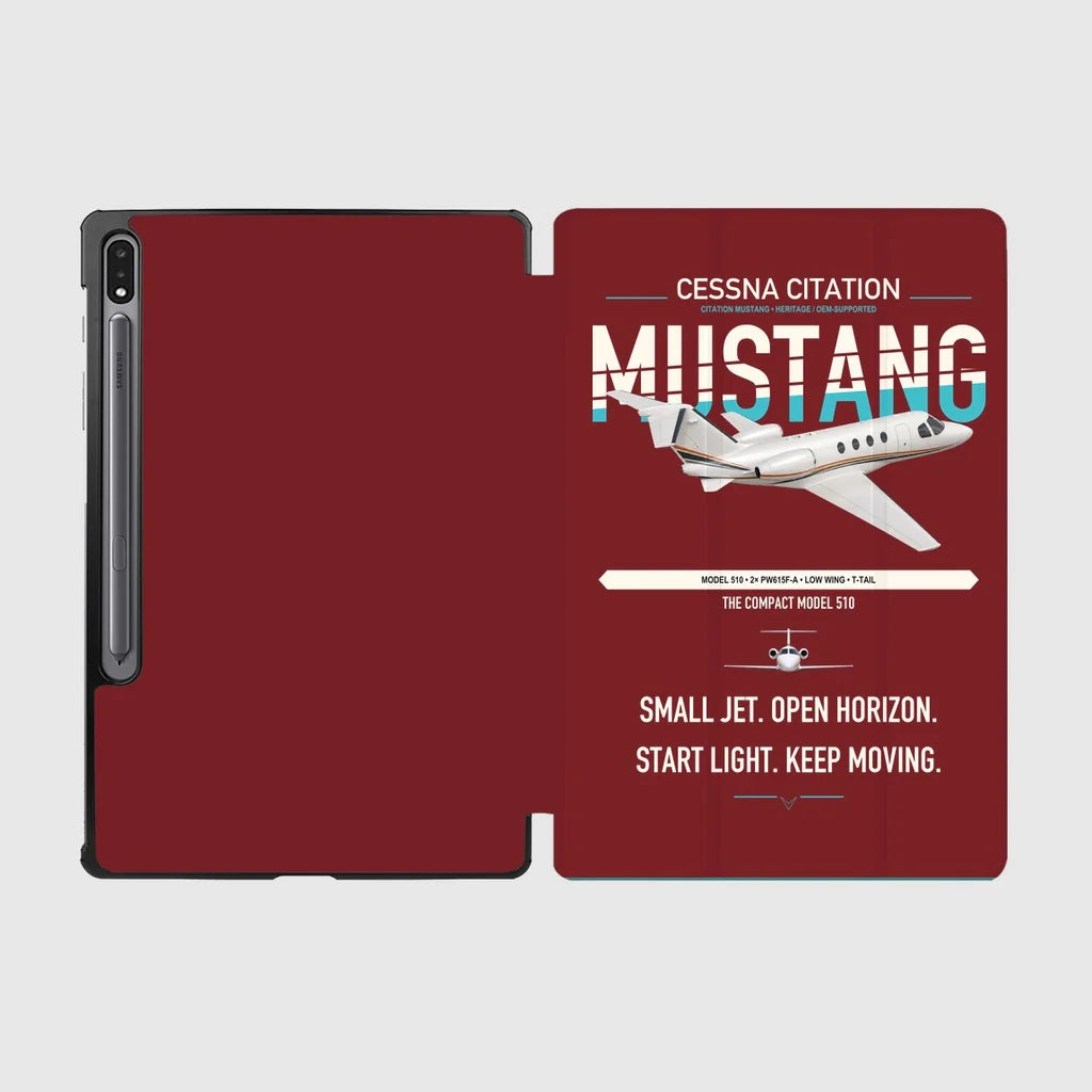 Cessna Citation Mustang design on dark red samsung tablet tablet case