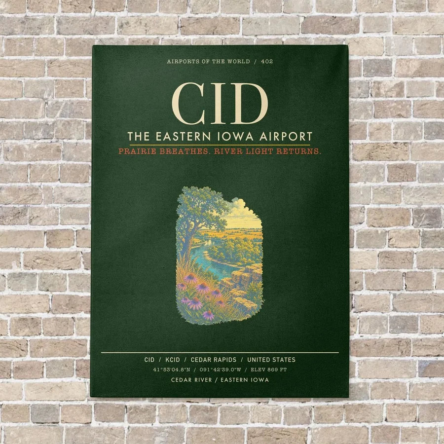 The Eastern Iowa Airport CID - Canvas Framed - Dark Green