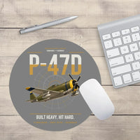 Thumbnail for P-47D Thunderbolt Razorback design on gray round mouse pad